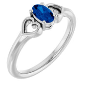 Sterling Silver Natural Blue Sapphire Youth Heart Ring