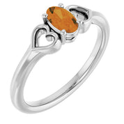 Sterling Silver Natural Citrine Youth Heart Ring