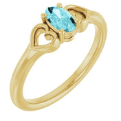14K Yellow Natural Blue Zircon Youth Heart Ring