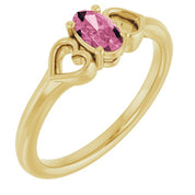 14K Yellow Natural Pink Tourmaline Youth Heart Ring