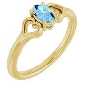 14K Yellow Natural Aquamarine Youth Heart Ring