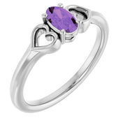 Platinum Natural Amethyst Youth Heart Ring
