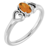 Platinum Natural Citrine Youth Heart Ring