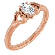14K Rose Natural White Sapphire Youth Heart Ring