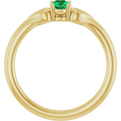 14K Yellow Natural Emerald Youth Heart Ring