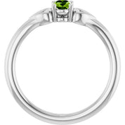 Platinum Natural Peridot Youth Heart Ring