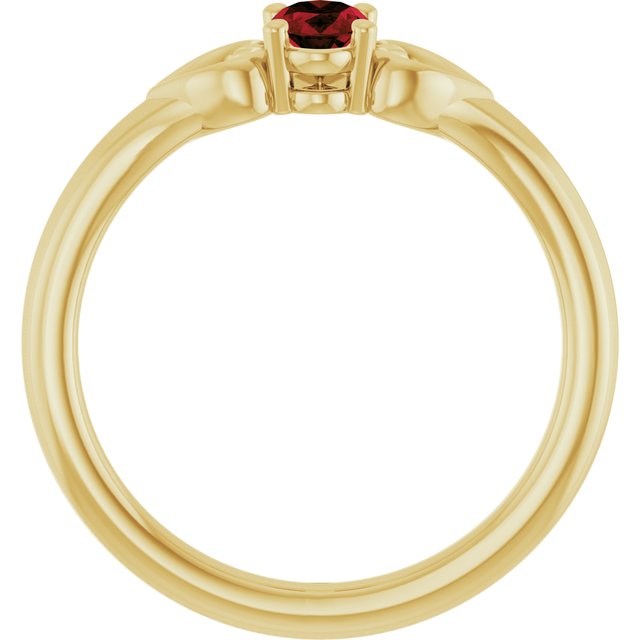 14K Yellow Natural Mozambique Garnet Youth Heart Ring