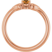 14K Rose Natural Citrine Youth Heart Ring