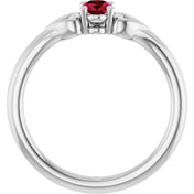 Platinum Lab-Grown Ruby Youth Heart Ring