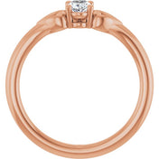 14K Rose Natural White Sapphire Youth Heart Ring
