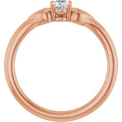 14K Rose Natural White Sapphire Youth Heart Ring