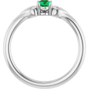 Sterling Silver Natural Emerald Youth Heart Ring