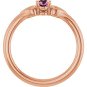 14K Rose Natural Pink Tourmaline Youth Heart Ring