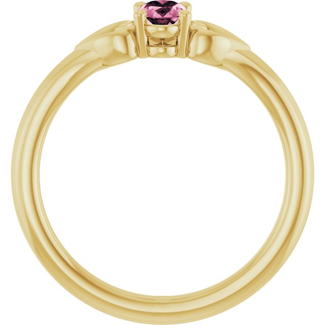 14K Yellow Natural Pink Tourmaline Youth Heart Ring