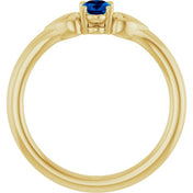 14K Yellow Natural Blue Sapphire Youth Heart Ring