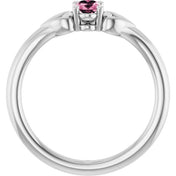 Sterling Silver Natural Pink Tourmaline Youth Heart Ring