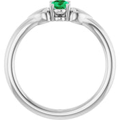 Platinum Lab-Grown Emerald Youth Heart Ring