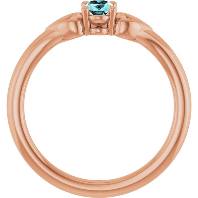 14K Rose Natural Blue Zircon Youth Heart Ring