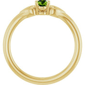 14K Yellow Natural Peridot Youth Heart Ring