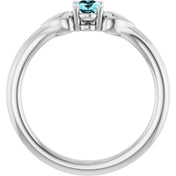 Platinum Natural Blue Zircon Youth Heart Ring