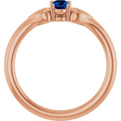 14K Rose Natural Blue Sapphire Youth Heart Ring
