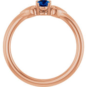14K Rose Natural Blue Sapphire Youth Heart Ring