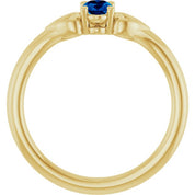 14K Yellow Lab-Grown Blue Sapphire Youth Heart Ring
