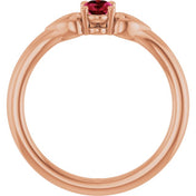 14K Rose Natural Ruby Youth Heart Ring