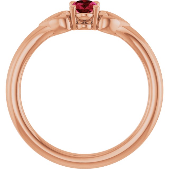 14K Rose Natural Ruby Youth Heart Ring