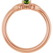 14K Rose Natural Peridot Youth Heart Ring