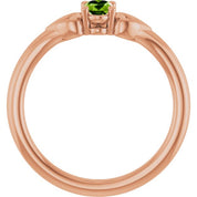 14K Rose Natural Peridot Youth Heart Ring