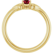 14K Yellow Natural Ruby Youth Heart Ring