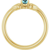 14K Yellow Natural Blue Zircon Youth Heart Ring