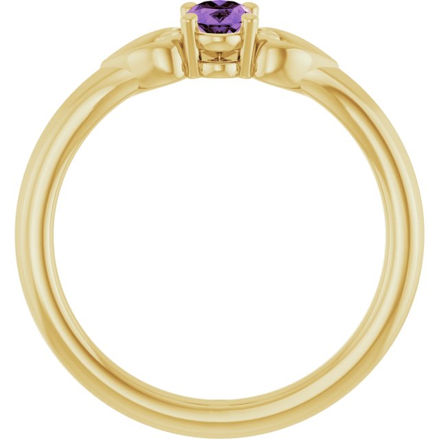 14K Yellow Natural Amethyst Youth Heart Ring