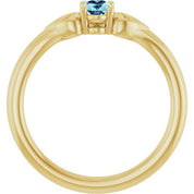 14K Yellow Natural Aquamarine Youth Heart Ring