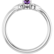 Platinum Natural Amethyst Youth Heart Ring
