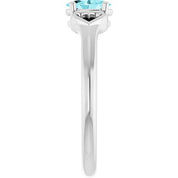 Sterling Silver Imitation Blue Zircon Youth Heart Ring