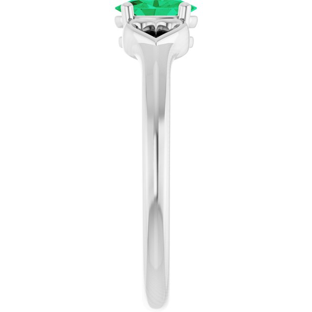 Sterling Silver Natural Emerald Youth Heart Ring