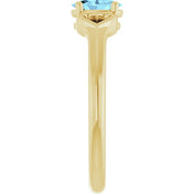 14K Yellow Natural Aquamarine Youth Heart Ring