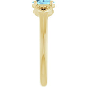 14K Yellow Natural Aquamarine Youth Heart Ring