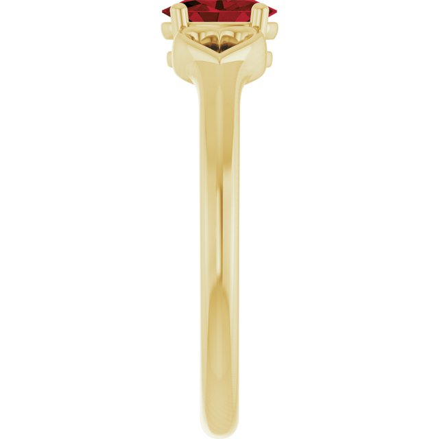 14K Yellow Natural Mozambique Garnet Youth Heart Ring