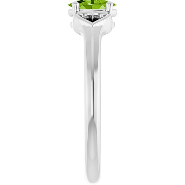 Platinum Natural Peridot Youth Heart Ring