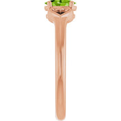 14K Rose Natural Peridot Youth Heart Ring