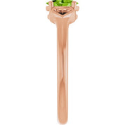 14K Rose Natural Peridot Youth Heart Ring