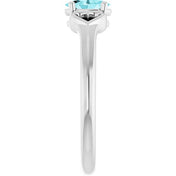 Platinum Natural Blue Zircon Youth Heart Ring