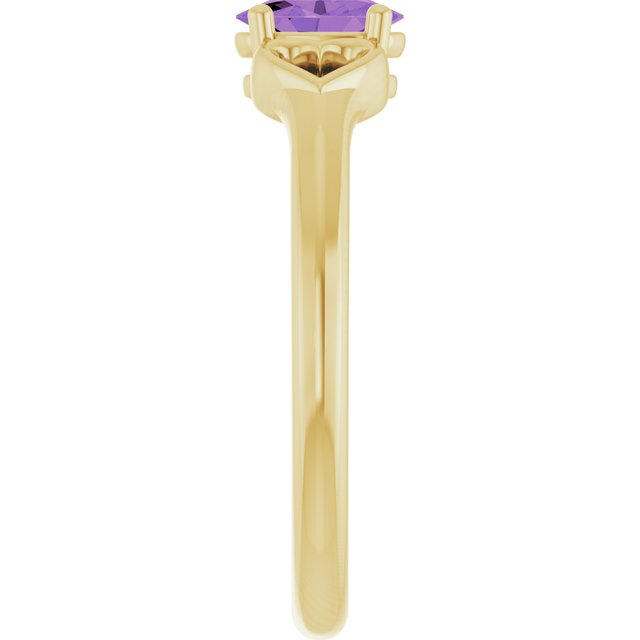 14K Yellow Natural Amethyst Youth Heart Ring