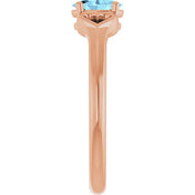 14K Rose Natural Aquamarine Youth Heart Ring