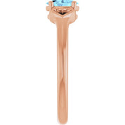 14K Rose Natural Aquamarine Youth Heart Ring