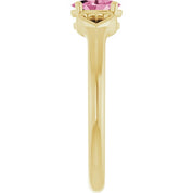 14K Yellow Natural Pink Tourmaline Youth Heart Ring