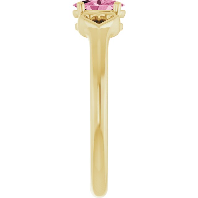 14K Yellow Natural Pink Tourmaline Youth Heart Ring